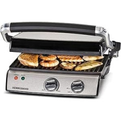 Rommelsbacher KG 2020 Contact Grill – Variable Applications, Infinitely Adjustable, 5-way Height Adjustment, 2-Layer Non-stick Coating, Removable Grill Plates, Grease Drain, 2000 Watt