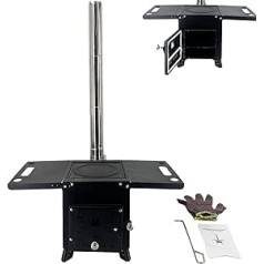 CDZHLTG Tent Stove Camping Stove Portable Wood Stove for Camping, Outdoor Tent Stove Camping Heating Burning Stove Includes Chimney Pipe 58 x 46 x 103 cm, Black