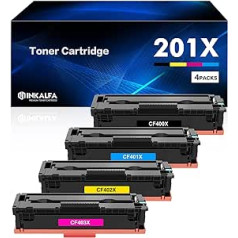 inkalfa 201X 201A Toner Compatible Set to Replace HP M277dw Color Laserjet Pro MFP M277n M252dw M274n M252n M277c6 CF400X CF400A CF401X CF402X CF403X CF400 Pack of 4 Black Cyan Yellow Magenta