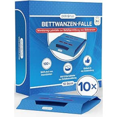Patronus Bed Bug Trap – Pack of 10 – Bed Bug Traps for Determining Infestation for Bed Bug Control - Monitoring Adhesive Trap including Bait with Strong Attractant – Monitoring System Made in the EU.