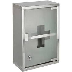 Posten Anker XXL Design Medicine Cabinet I Medicine Cabinet I Home Medicine Cabinet I Stainless Steel I Lockable I Silver I 25 x 35 cm