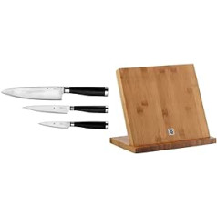 WMF Yari 3-Piece Knife Set 3 Knives Kitchen Knives Forged Japanese Blade Steel 67 Layers Pakka Wood & Knife Block without Knife Made of Bamboo Magnetic Empty for 4-5 Knives