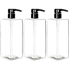 Youngever Set of 3 700 ml Pump Bottles for Shampoo, Reusable Plastic Pump Dispenser, Soap Dispenser, Lotion Dispenser, Empty Bottle for Liquid Shampoo, Lotions, Kitchen, Bathroom (Black Pump)