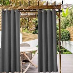 COOYT Outdoor Curtains, Water-Repellent, UV Protection, Outdoor Curtain with Eyelets, Windproof, Opaque Curtain, Indoor and Outdoor Curtains for Garden, Balcony, 1 Piece