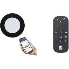 EGLO Connect.z Smart-Home LED Bathroom Recessed Spotlight Fueva-Z Ultra Flat Diameter 120 mm Includes Remote Control Alexa Voice Control Light Colour (Warm White/Cool White), Dimmable, Metal Recessed Spotlight Black, IP444