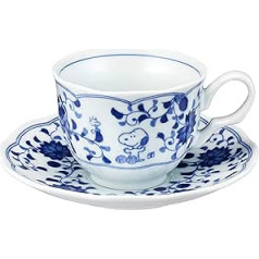 Kanesho Pottery Snoopy Peanuts 630737 Teacup and Saucer, Blue/White