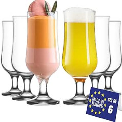 NORDIC SCHILLER Premium Cocktail Glasses Set of 6, 385 ml, 100% Lead Free Iced Coffee Glasses, Cocktail Glasses, Milkshake Glasses, Pina Colada Glasses, Hurricane Glasses, Coctail Glasses