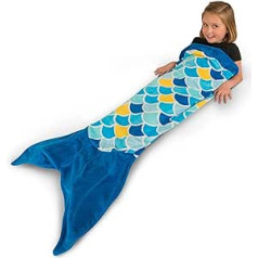 Fin Fun Mermaid Blanket Wave Blue, Approx. 130 x 60 cm, Blue