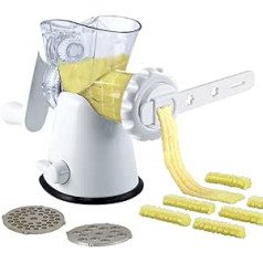 Tredoni Manual Meat Mincer Mill & Vegetable Shredder, Biscuit Machine Cookie Maker + Biscuit Pattern Attachment, White