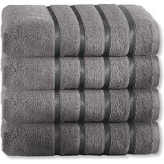 GC GAVENO CAVAILIA Towels for Bathroom | 4 Pack Egyptian Cotton Towels | 500 GSM Quick Drying and Water Absorbent Towel for Gym Spa, Dark Grey