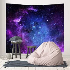 BCKAKQA Galaxy Tapestry, Wall Hanging, Psychedelic Universe, Space Tapestry, Blue, Purple, Black, Trippy Tapestry for Bedroom, Dorm, Wall Art, Wall Blanket (150 x 200 cm)