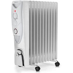 Pro Breeze 2500 W Energy Saving Oil Radiator - Electric Radiator with 11 Ribs, Integrated Timer, 3 Heat Settings, Adjustable Thermostat and Safety Shut-Off Function