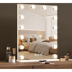 Hansong Illuminated Make-Up Mirror with Lighting Hollywood Mirror with 14 LED Lights and 10x Magnification Black Makeup Mirror with Lighting