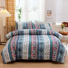Luofanfei Colourful Duvet 135 x 200 cm 4 Seasons Set 2-Piece Breathable Cover Boho Pattern Bedspread Sleeping Blanket Soft Cuddly Summer Blanket Winter Quilted Quilt Microfibre Gany Season Duvet