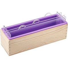 AHANDMAKER Rectangular Silicone Soap Mould Set, Including Wooden Soap Box, 3 Multifunctional Acrylic Dividers and Purple Soap Mould for Making Handmade Soap