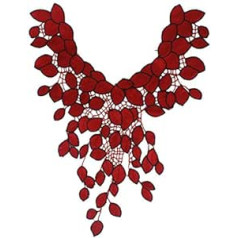 1 x Lace Collar Neckline Red Flower Embroidery Applique Patch Scrapbooking Sewing Accessories