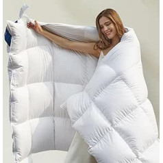 Uniency Down Duvet 155 x 220 cm, All Year Round Duvet with Down and Feathers, Duvet 155 x 220 cm, Down Duvet Comfort and Luxury, White, Oeko-Tex and RDS Certified