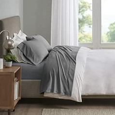 Sleep Philosophy Smart Cool Microfiber Moisture-Wicking Breathable Hypoallergenic 4 Piece Cooling Sheet Set, King Size, Grey (SHET20-963)