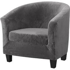 Mingfuxin Velvet Chair Covers for Tubs, Upgraded 2 in 1 Stretch Armchair Sofa Slipcover with Cushion Cover, Non-Slip Club Bucket Chairs, Sofa Couch Covers, Slipcovers