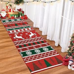 LuxFocus Runner Area Rug Non-Slip Large Christmas Rugs for Living Room Bedroom Christmas Snowflake Elk Modern Microfibre Soft Carpet Machine Washable Floor Mat Home Decor 60 x