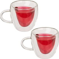 MIJOMA Set of 2 Thermal Glasses, Double-Walled Floating Heart Inside, Heart-Shaped Glasses, Tea Glass, Coffee Glass for Latte Macchiato Espresso Cappuccino (Approx. 10.4 x 9.5 cm, Approx. 240 ml)