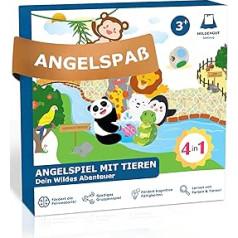 HELDENGUT® Beloved Fishing Game from 2 Years [with 4 x Versatile Games] - Wooden Fishing Game with 12 x Extra Large Figures - Exciting Wooden Fishing Game for Girls and Boys