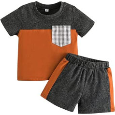 Fashion Infant Clothes Set for Toddler Boys Short Sleeve Patchwork Color T Shirt Tops Shorts 6M to 4 Years Kids Gentleman Outfits