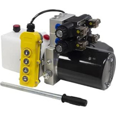 Flowfit 12V DC Double Solenoid Dispenser Hydraulic Power Pack with 2.5L Tank and Hand Pump ZZ016234