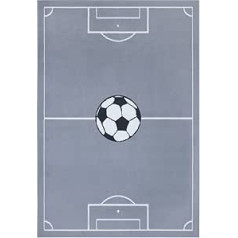 Hanse Home Home Adventures Children's Football Rug, Short Pile Rug, Boys and Girls, Play Mat, Modern Pitch Football Rug for Children's Room, Playroom - 120 x 170 cm, Mouse