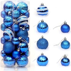 Pack of 24 Christmas Baubles Shiny Glitter Matt Christmas Tree Baubles Christmas Tree Decoration Set