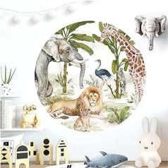 Little Deco DL619 Wall Sticker Children's Room Animals Forest Lion Giraffe Wall Decoration Girls Boys Playroom Wallpaper Self-Adhesive Picture 60 cm
