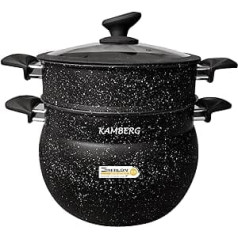 Kamberg - Couscoussier/Dampfgarer/Kochtopf 3-in-1 – Ø 20 cm – 5 Liter – Aluminium – Glaskonverter – für alle Herde, auch Induktion – 0008228