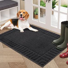 BEQHAUSE Doormat Outdoor Non-Slip Indoor and Outdoor Dirt Trapper Mat Washable Entrance Rug Absorbent Door Mat Rug for Entrance, Hallway, Garden (Dark Grey, 60 x 90 cm)