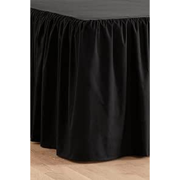 Jotex Zack Valance Bed Skirt - 100% High-Quality Organic Cotton Bed Skirt, Height 60 cm - Grey Black, 140 x 200 cm
