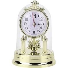 Gold Table Clock, Gold Table Clock, Rotating Pendulum Clock, Standing Clock, Small Table Clocks, Living Room, Vintage Metal Table Clocks, Classic Retro Silent Table Clock for Home Desk, Shelf, Living