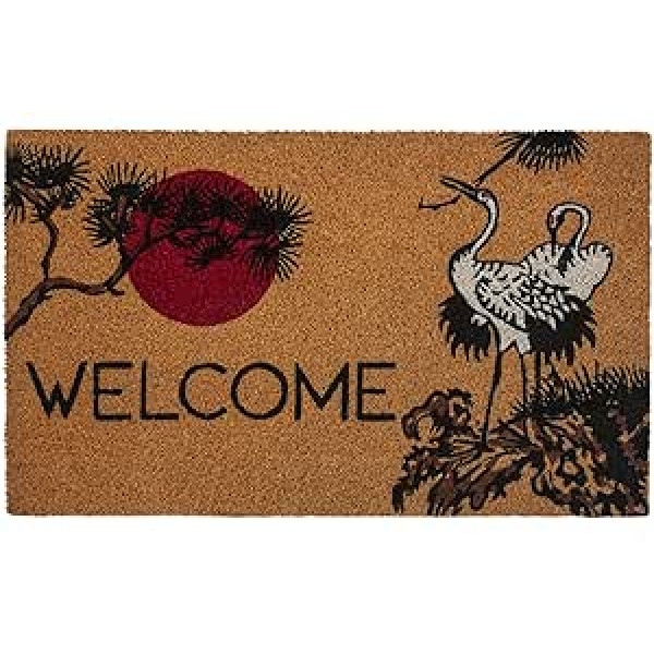 Entryways Victoria and Albert Museum Cranes Coir Doormat, Natural, 45 x 75