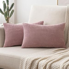 MIULEE Set of 2 Cushion Covers, Decorative Cushion Covers, Sofa Cushion, Corduroy Decoration, Soft Couch Cushion Covers for Sofa, Living Room, 40 x 60 cm, Pink Purple