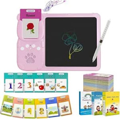 Sprechende Lernkarten LCD-Zeichenbrett – Lernspielzeug für frühe Entwicklung mit 255 Karten für 510 englische Wörter, Montessori-Sensorisches Spielzeug für Kinder ab 3 Jahren, Rosa