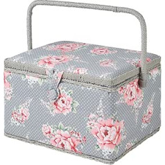 Hobbygift Groves Exclusive Print Collection: Sewing Box (L): Beautiful Flowers, Cotton Blend, 23.5 x 31 x 20 cm