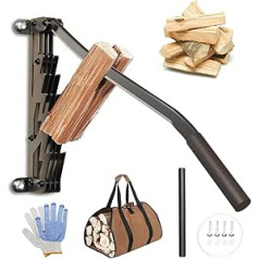 Upgrade Wall-Mounted Firewood Splitter for Wood, Extra Long Design, Kindling Splitter, Portable Manual Firewood Splitter, Handheld Firewood Cutter, Storage Bag for Gloves