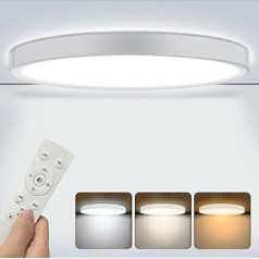 Brisplen LED Ceiling Light Dimmable with Remote Control Round 30 cm x 2.5 Ultra Thin 3000 K - 6000 K Ceiling Light 24 W Modern Flat IP44 for Bedroom/Living Room/Kitchen/Office/Children's Room