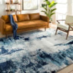 Surya Helsinki Modern Living Room Rug - Abstract Design in Marble Look for Living Room, Dining Room, Bedroom - Soft Marble Rug, Short Pile Rug, Large, 160 x 220 cm, in Blue