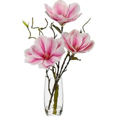 Oairse Artificial Plant Magnolia Artificial Flowers in Glass Vase with Artificial Water Artificial Flowers Artificial Flowers Like Real with Real Touch Flowers Table Decoration Window Sill Decoration