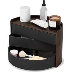 UMBRA Moona Jewellery Storage, Makeup Accessory Organiser with Rotating Drawers, Black/Walnut, One Size