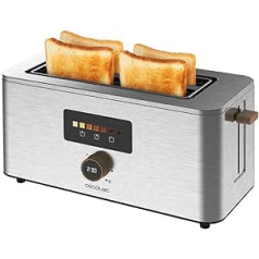 Cecotec Vertikaler Toaster 2 Extra lange Schlitze Touch&Toast Extra Double. 1500 W, 4 Brotscheiben, Extra Breite Schlitze 3,5 cm, Touchscreen und digitales Rad, Edelstahl-Finish