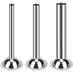 Pack of 3 Stainless Steel Pipes Sausage Filler, Meat Grinder Attachment Sausage Buffer Filling Tubes Funnel Nozzles Replacement Parts Filling Tubes with Funnel Attachment for #5 Meat Grinder (Diameter