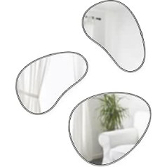 Umbra Hubba Pebble Wall Mirror Set, Modern Design Mirror with Organic Shape, Set of 3, Titanium