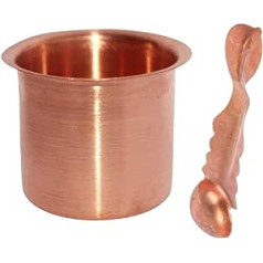 Naisha Hindu Panchpatra Pooja Lota and Spoon (Achman) Set, Handmade, Pure Copper