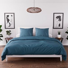 Intemporel Duvet Cover Set Washed Microfibre 260 x 240 cm Bohemian Duck Blue