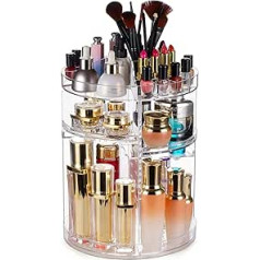 360 Degree Rotating Makeup Organiser, Large Capacity and Adjustable Multifunction Storage Box, Fits Makeup Brushes, Eyeliner, Lipsticks, Nail Polish